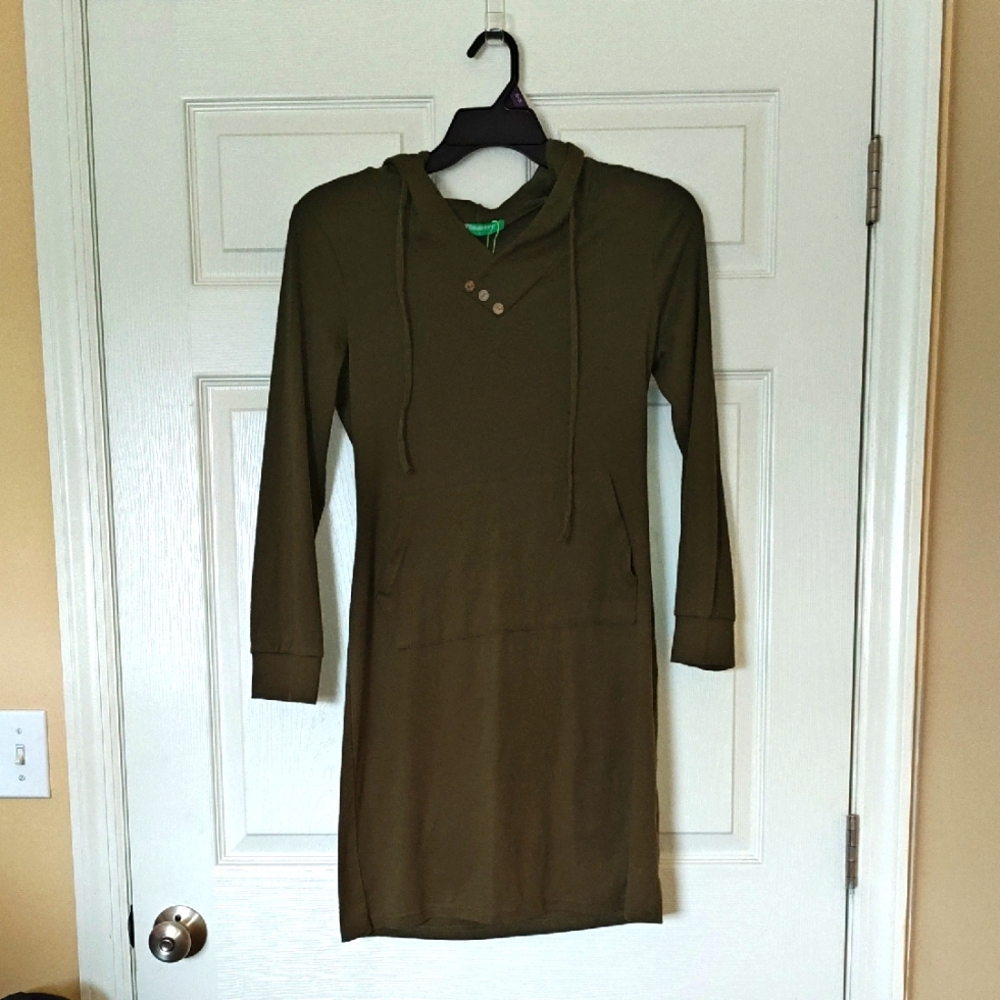 Olive Green Hoodie Dress
